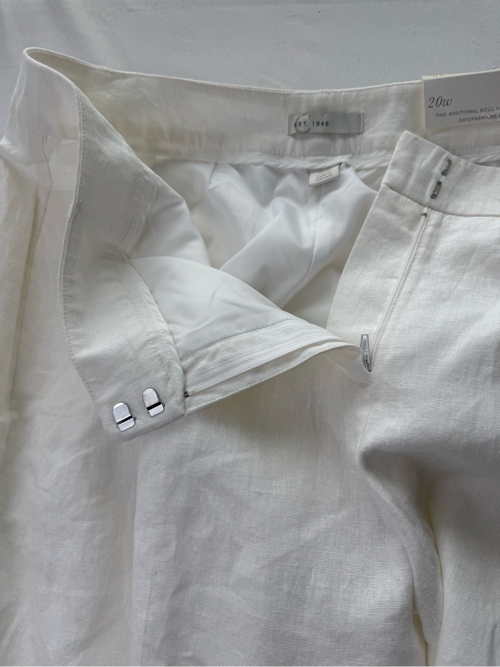 NWT Crisp Ivory Lined Linen Wide Leg Pants - Picture 7 of 12